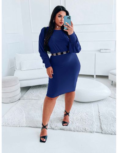 Sukienka PLUS SIZE o kimonowym kroju SITTA - chabrowa