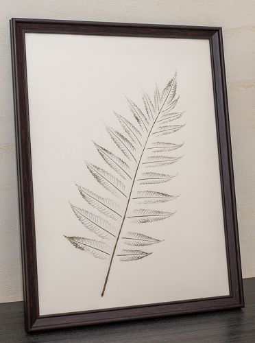 Minimalistyczna grafika BOTANICZNA w ramie A3. Brązowy Liść Sumaka 30x40 cm