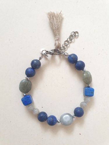 Bransoletka BOHO lapis lazuli, labradoryt