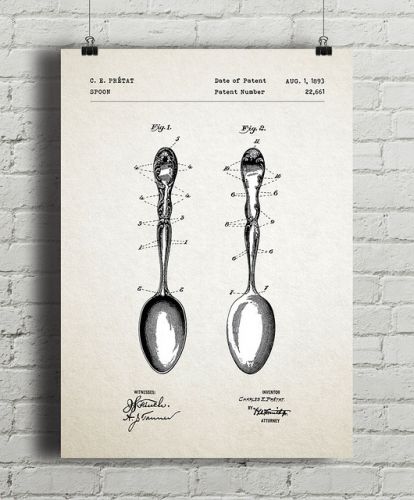 Łyżka - patent - plakat techniczny