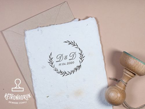 Stempel ślubny wianek, spersonalizowany