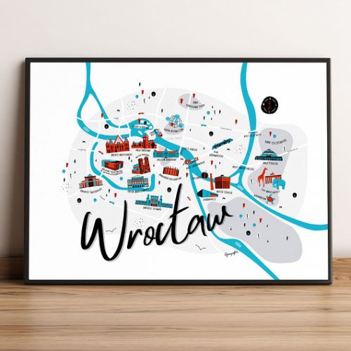 Wrocław Mapa plakat 70x50 cm