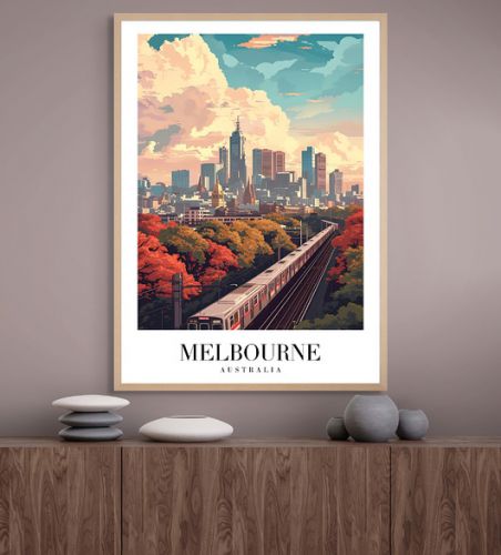 Retro plakat podróżniczy - Australia - Melbourne - pamiątka, prezent