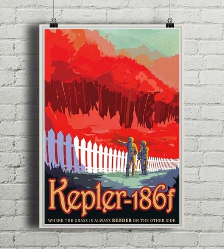 Planeta Kepler 186f - vintage plakat