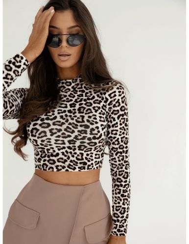 Bluzka crop top w print LUIZ - panterka