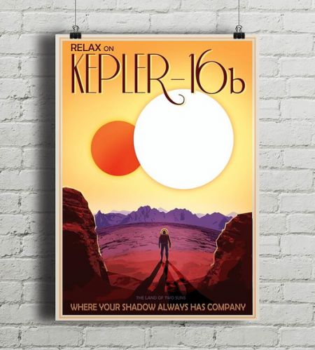 Planeta Kepler 16b - vintage plakat